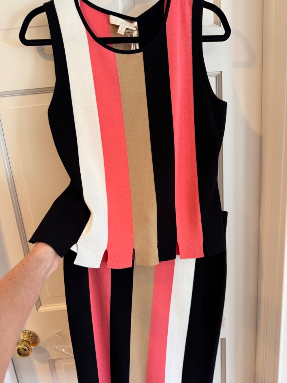 Etcetera "Columns" Knit Set Colorblock Tank & Skirt Size M *no belt